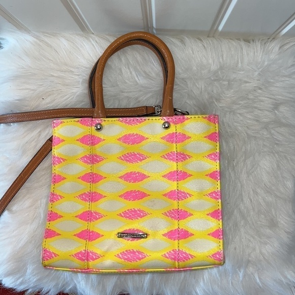 Rebecca Minkoff colorful yellow/pink mini crossbody bag purse designer rare HTF - Picture 12 of 16